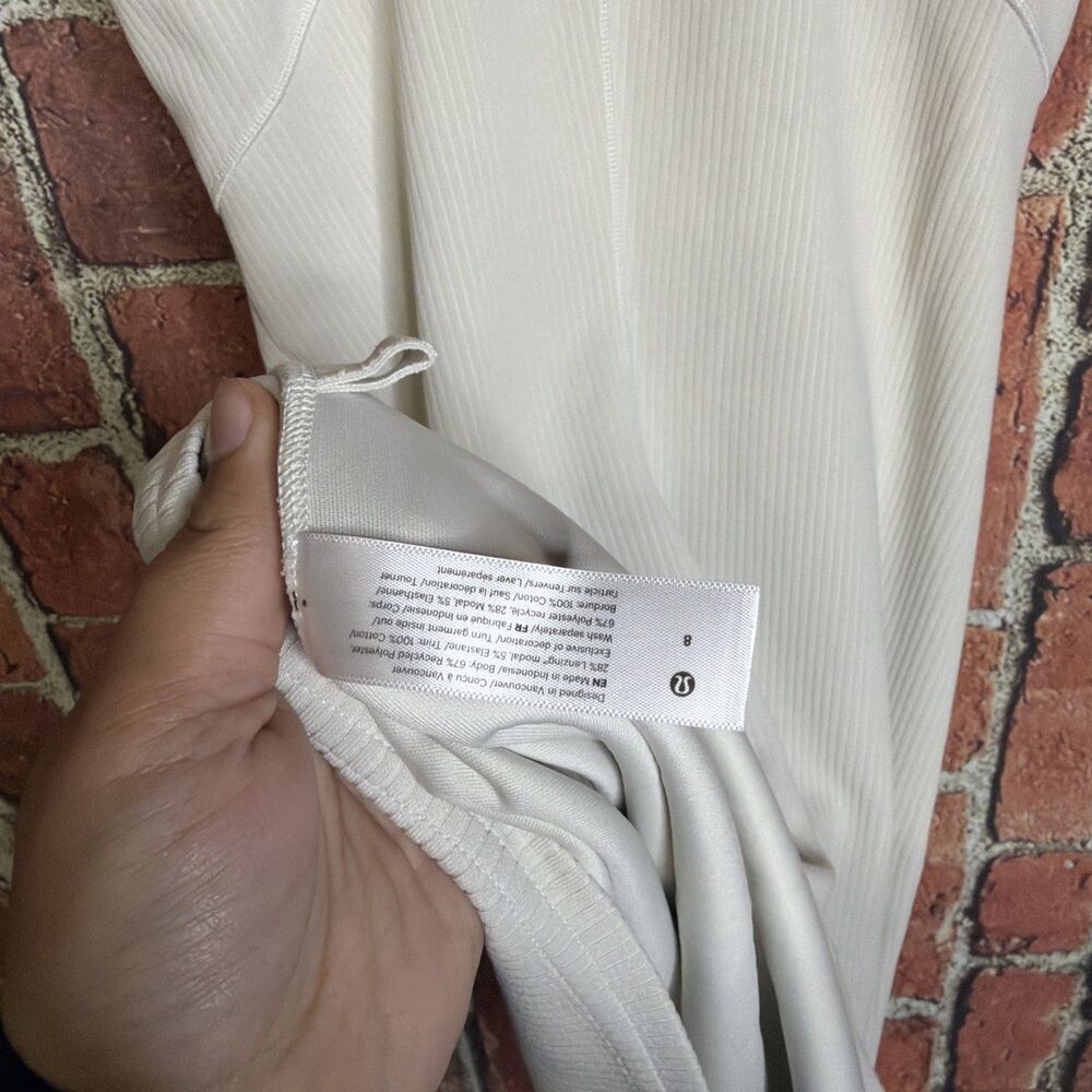 Lululemon All Aligned Ribbed Midi Dress Size 8 Bone - Picture 4 of 5